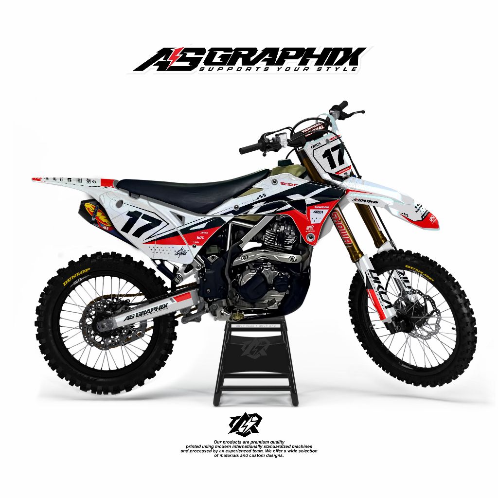 Decal KLX Gordon Putih Supermoto Custom Nama Nomor