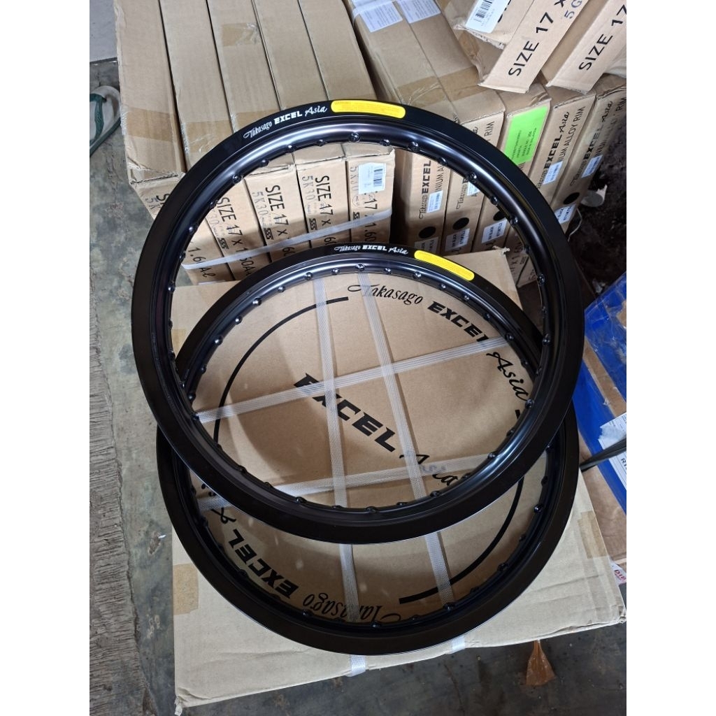 VELG TK EXCEL ASIA TEA WARNA HITAM GLOSSY RING 17 UKURAN 1.85/1.60 SET DEPAN BELAKANG