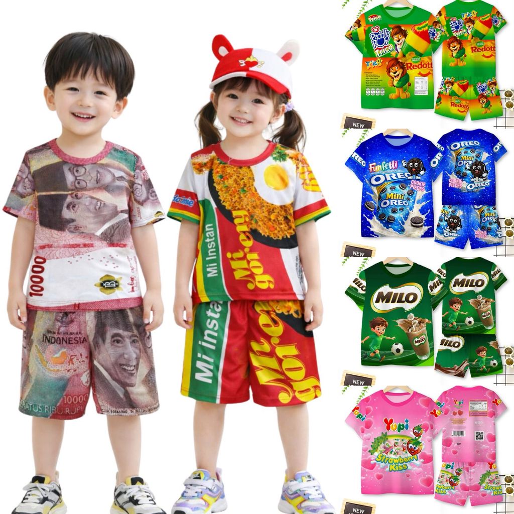 Dunia Anak - Stelan Harian Anak Laki-laki dan Perempuan Premium Usia 1-10 Tahun Bahan DryFit Milano 