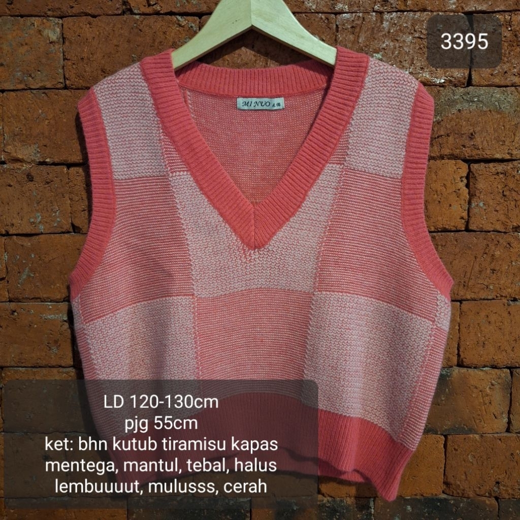 ROMPI OUTER VEST RAJUT PEREMPUAN BKK WARNA PINK CERAH MURAH (3395)