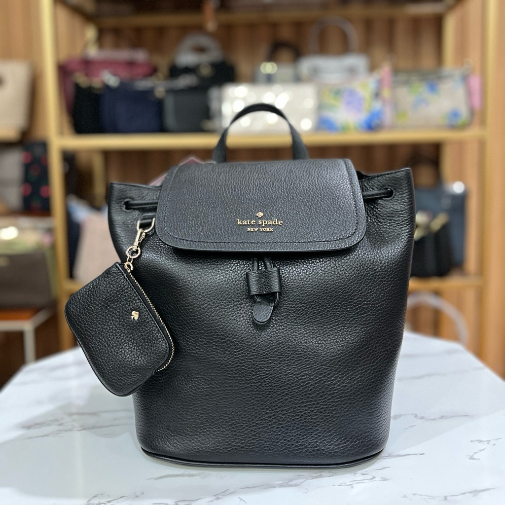 KS Rosie Medium Flap Backpack Leather Black