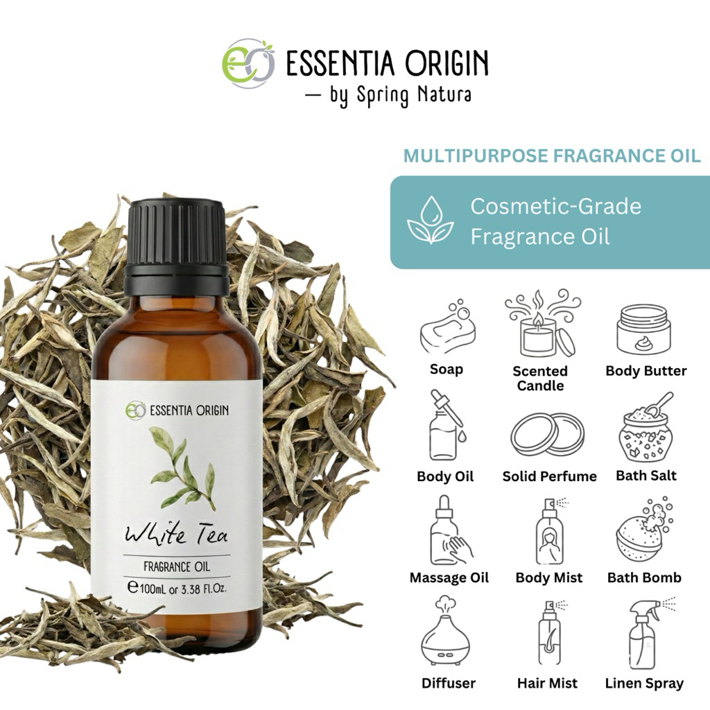 ESSENTIA ORIGIN - 100ml / 10ml White Tea Fragrance Oil | Fragrance Oil Cosmetic Grade | Fragrance Oi