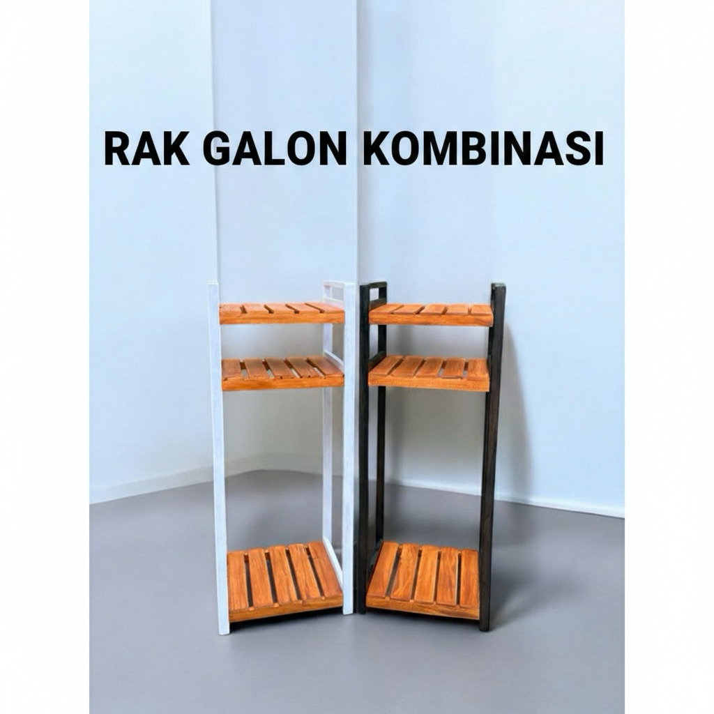 RAK GALON 3 TINGKAT / RAK GALON KOMBINASI / RAK SUSUN / RAK KAYU