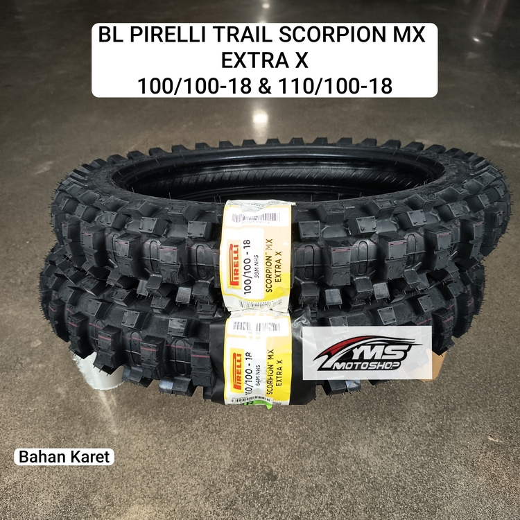 PIRELLI BAN MOTOR TRAIL/CRF/TRACKER/KLX SCORPION MX EXTRA X UKURAN 100/100 ; 110/100 RING 18