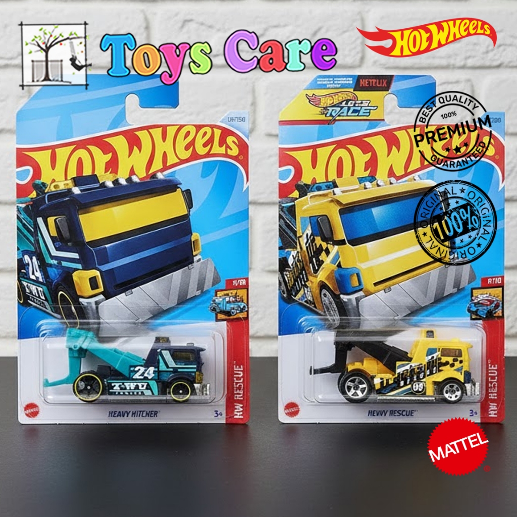 HOTWHEELS HEAVY HITCHER BIRU ABU - TRUCK TOWING