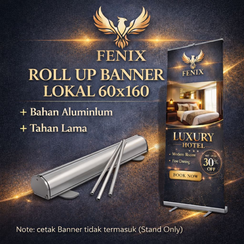 Roll Up Banner Lokal 60×160 Aluminium - Stand Banner Portable + Tas | Roll Banner Display