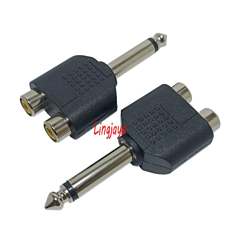 Jack Jek RCA To Akai MONO 6.5mm Jack 2 RCA To Akai Mono Jack Cabang 2 Rca To Akai
