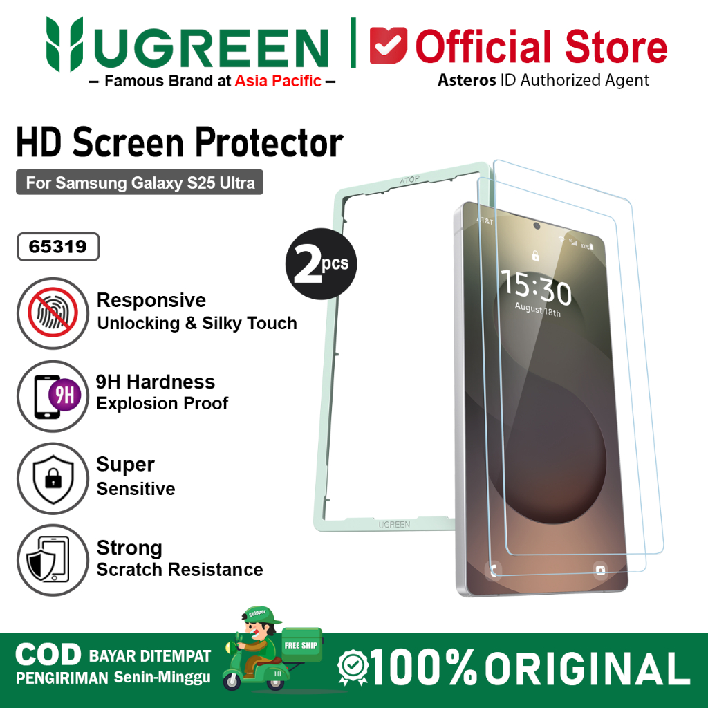UGREEN Tempered Glass HD Screen Protector For Samsung S25 Ultra Full Cover Fast Respon Unlocking Fin