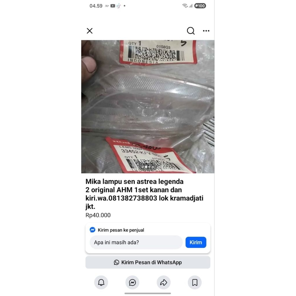 mika sen depan legenda 2 original AHM