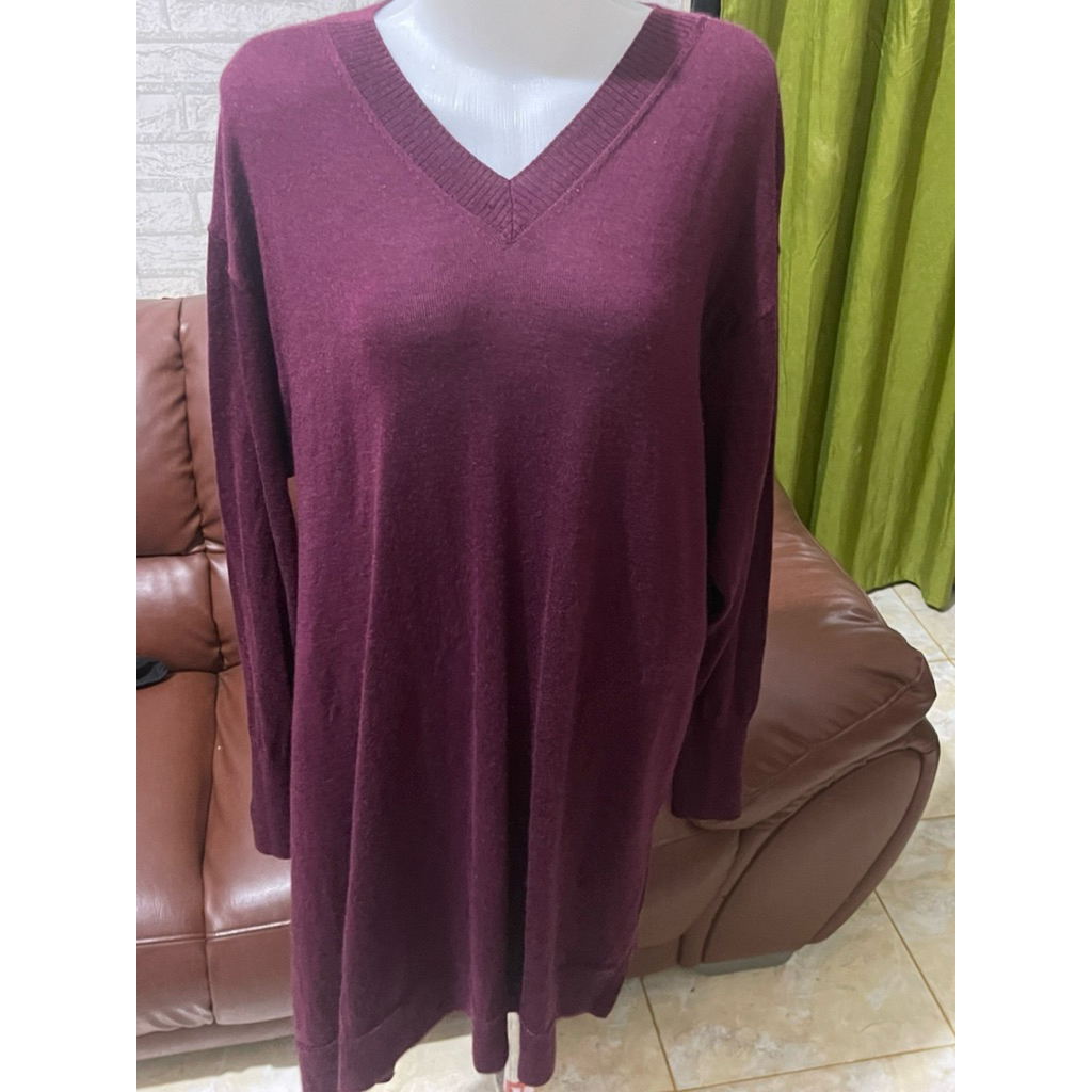 Tunik Rajut PL warna wine
