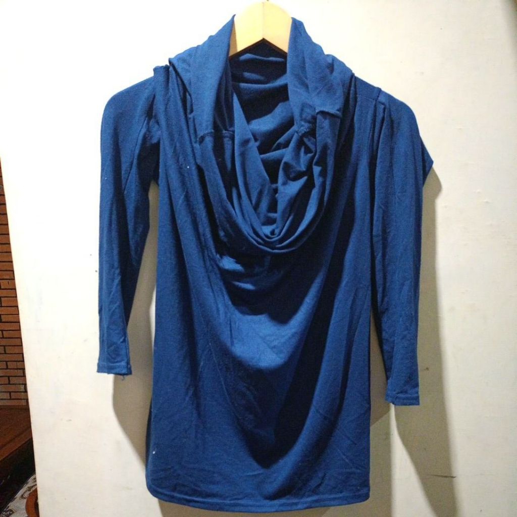atasan navi leher Sabrina/kaos panjang cewek murah/kaos panjang cewek Preloved