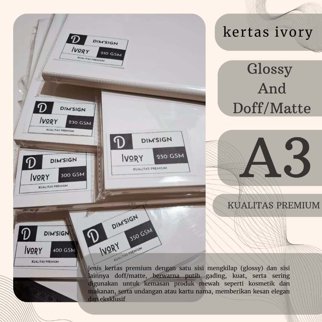 Kertas Ivory A3 210gsm 230gsm 250gsm 300gsm 350gsm 400gsm