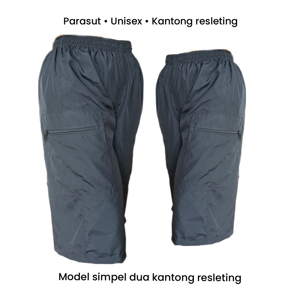 Celana kolor dewasa 7/8 3/4 resleting dibawah lutut bahan parasut dasbo daspo pria wanita
