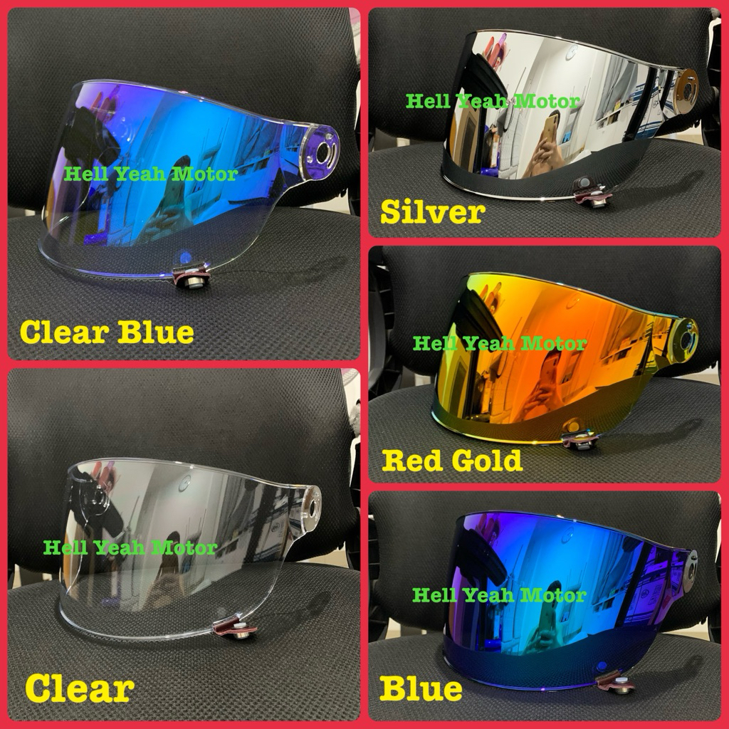Visor Flat Bell Bulitt Visor Flat Helm Bell Bullitt Iridium Silver Red Gold Blue Smoke Clear Bening 