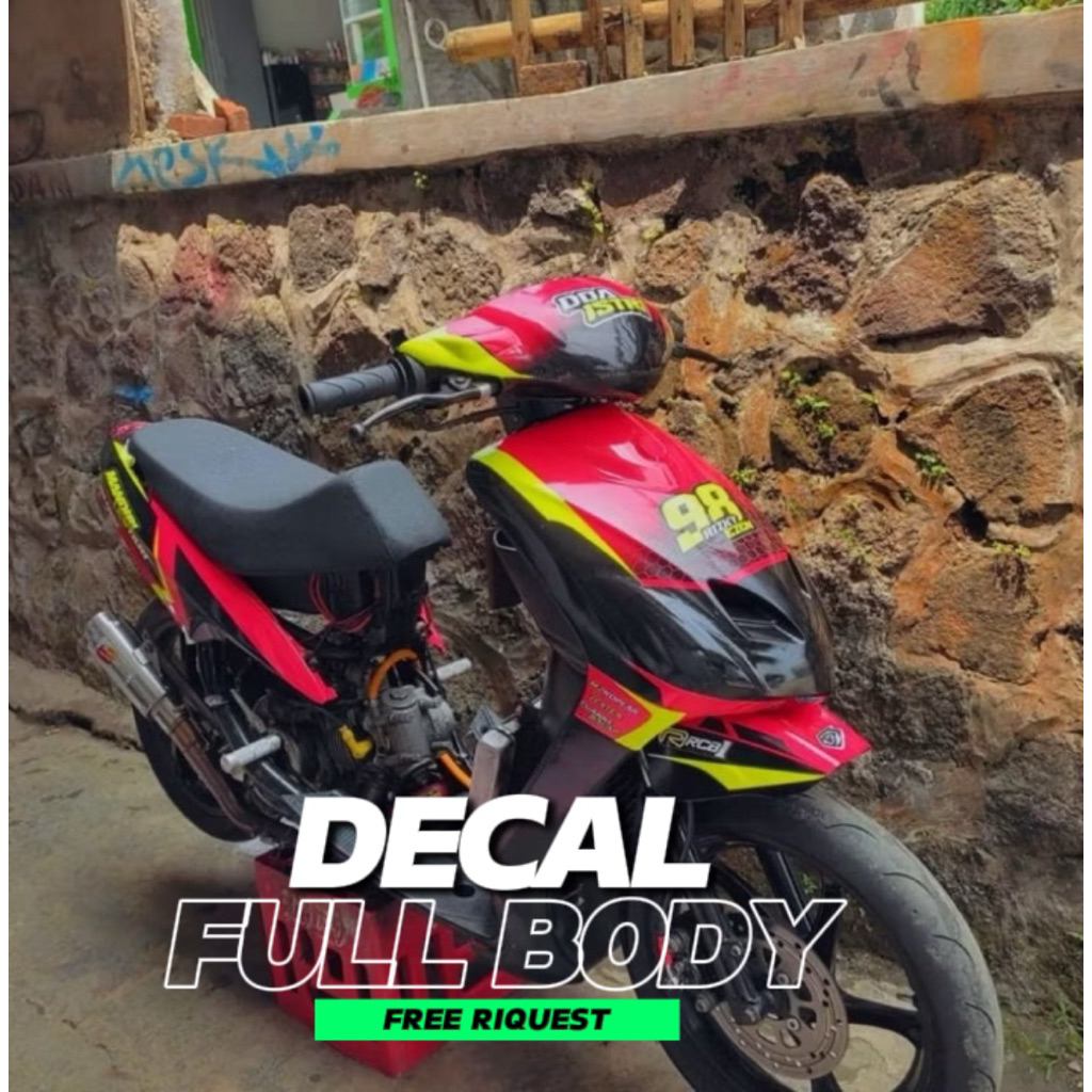 Decal Dekal Striping Stiker Sticer Full Body Motor Yamaha Mio Sporty Smile Motif Custom Riquest Bala