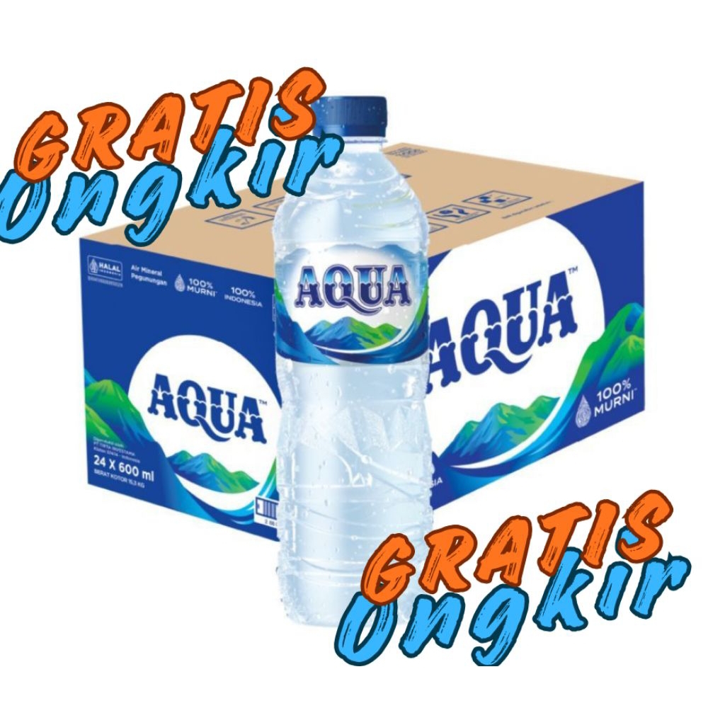AQUA BOTOL 600ML - Dus (24 x 600ml) - Botol SEDANG