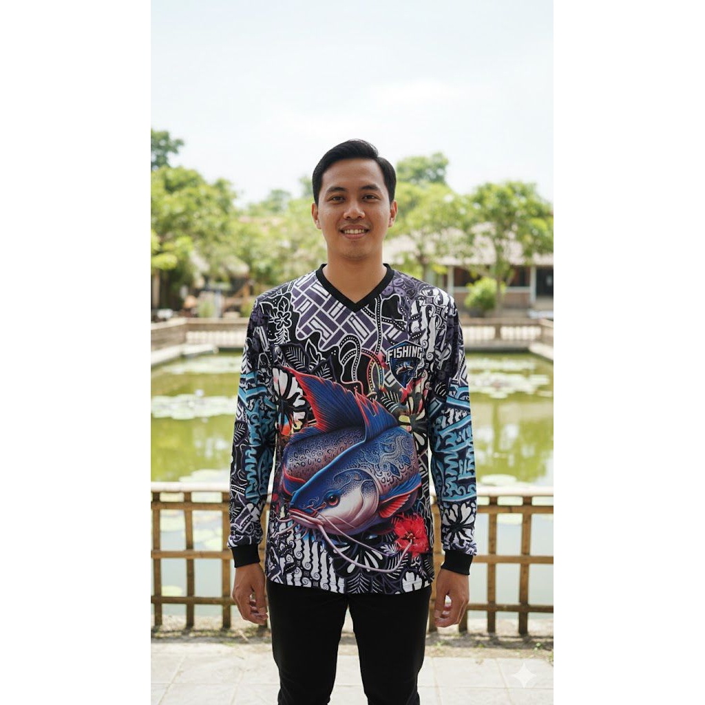 Kaos Jersey Mancing Ikan Fishing Model Oblong Fullprinting Lengan Panjang Terbaru Ukuran M L