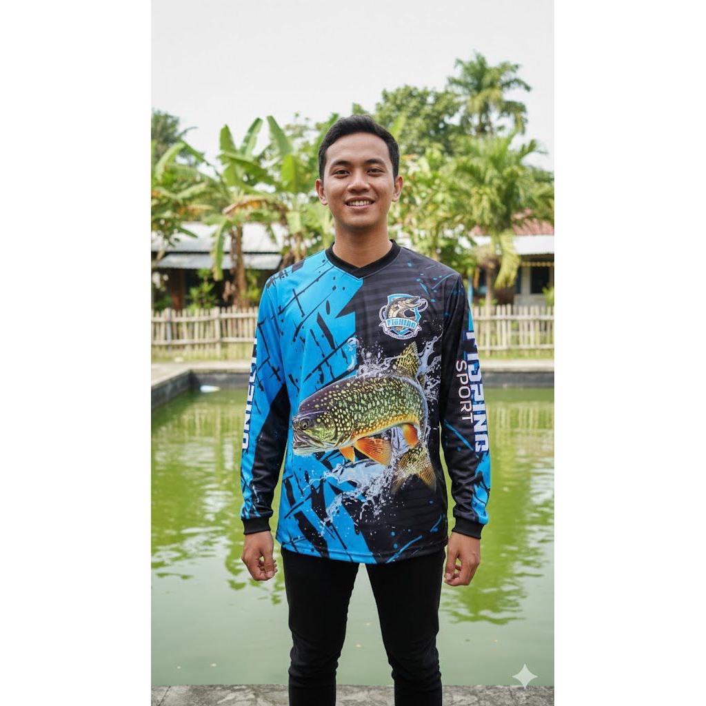 Kaos Jersey Mancing Ikan Fishing Model Oblong Fullprinting Lengan Panjang Terbaru Ukuran M L