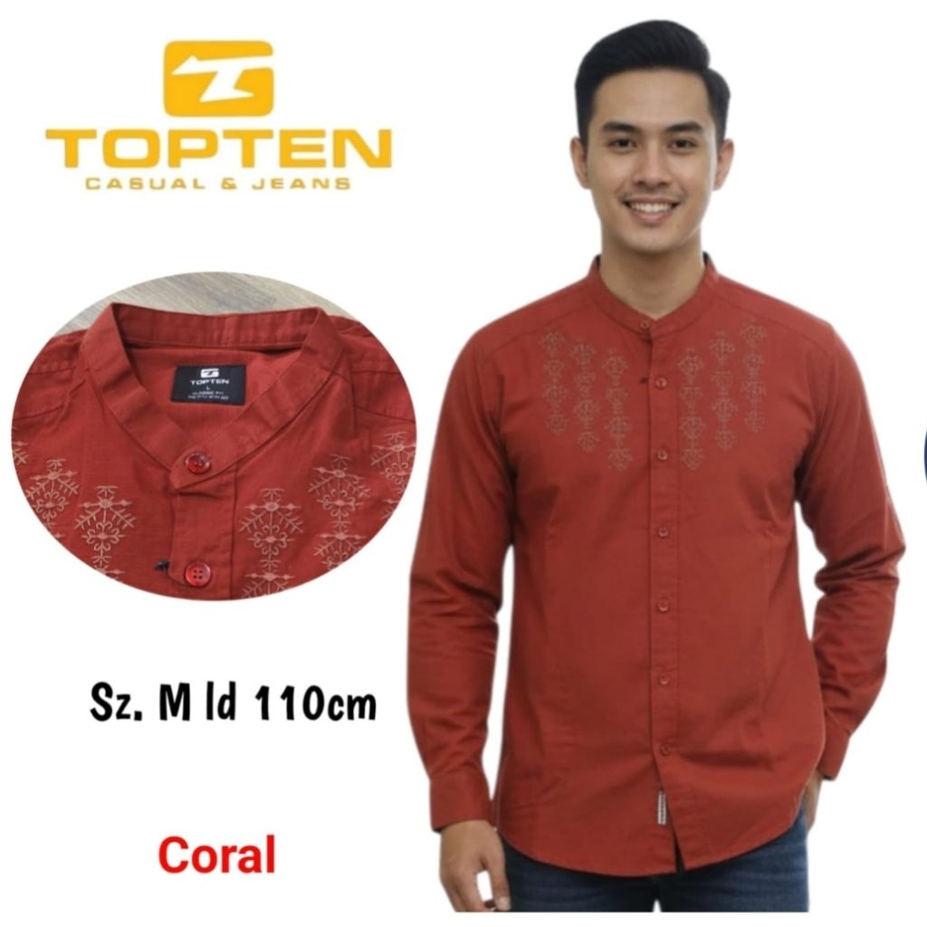 Baju Koko Topten Bordir Lengan Panjang