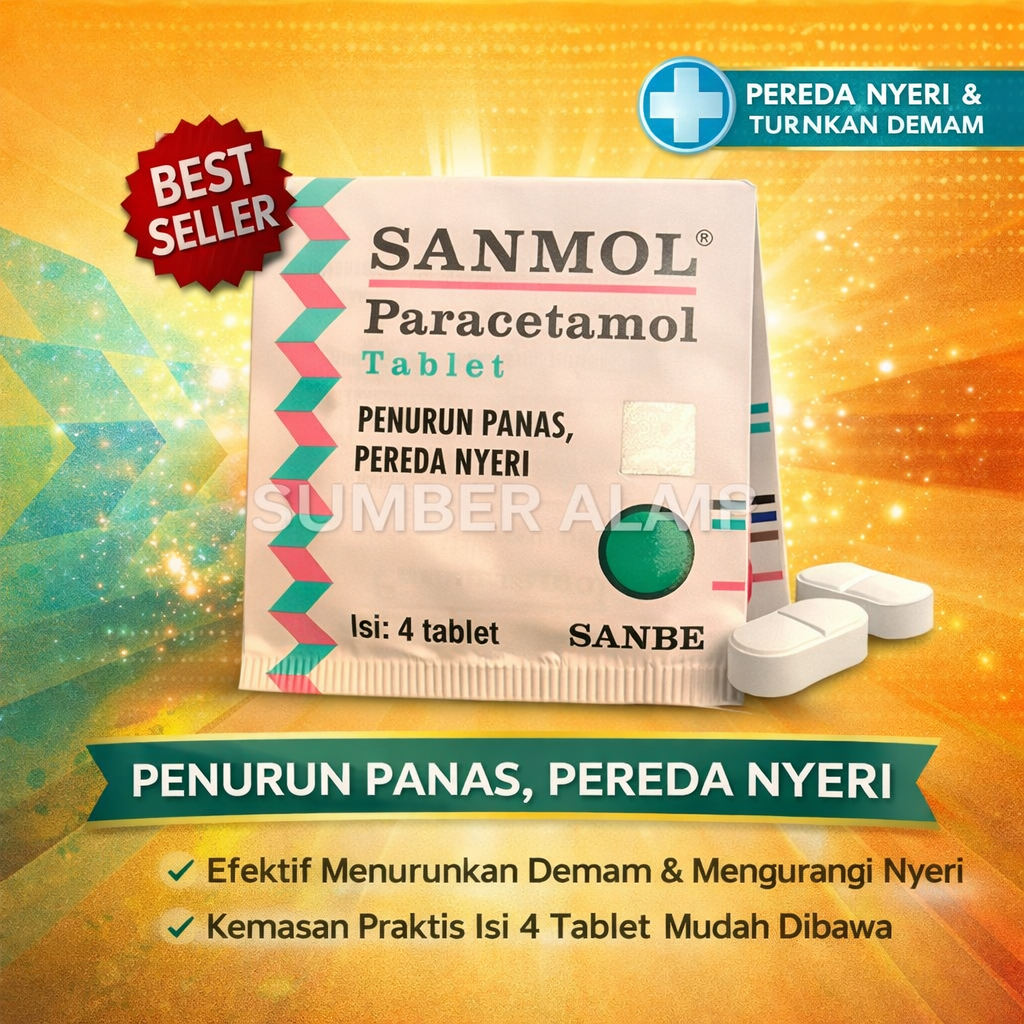 SANMOL TABLET ISI 4 / OBAT NYERI / OBAT TURUN PANAS