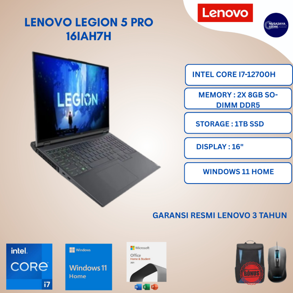 Lenovo Legion 5 Pro 16IAH7H 5NID Core i7-12700H 16GB 1TB RTX3060 16" WQXGA W11