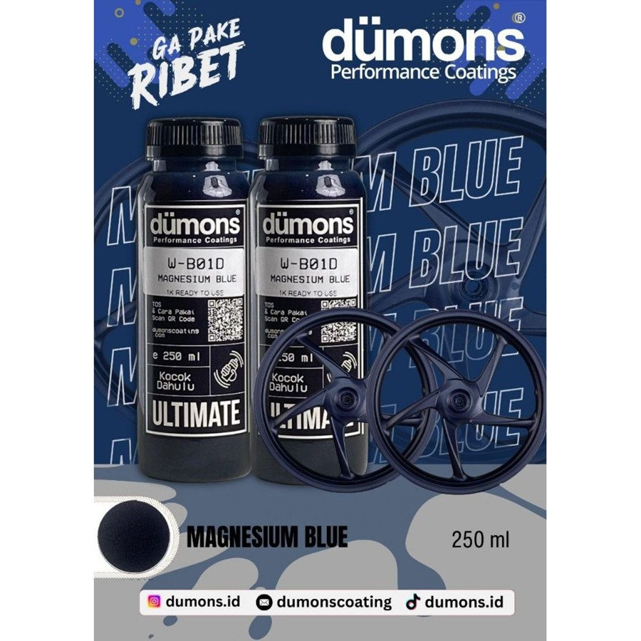 Dumons Ultimate Cat Velg Ready Mix MAGNESIUM BLUE W-B01D DOFF PU 250 ml 1K (Ready To Use)
