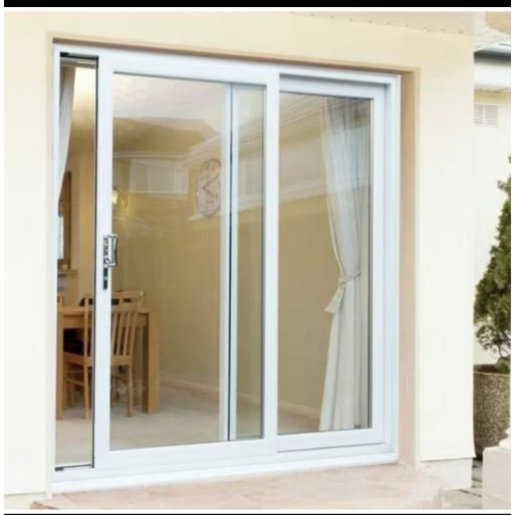 jendela aluminium geser 2 daun kisen 4inc merek alexindo  kaca 8mm