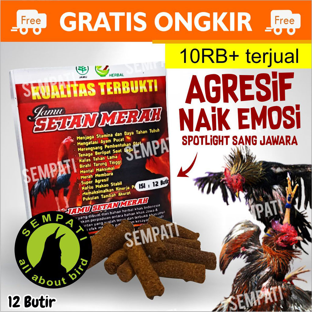 SEMPATI Jamu SETAN MERAH Ayam Agresif Galak Jamu Setan Ramuan Herbal Ayam Petarung Suplemen Jamu Set