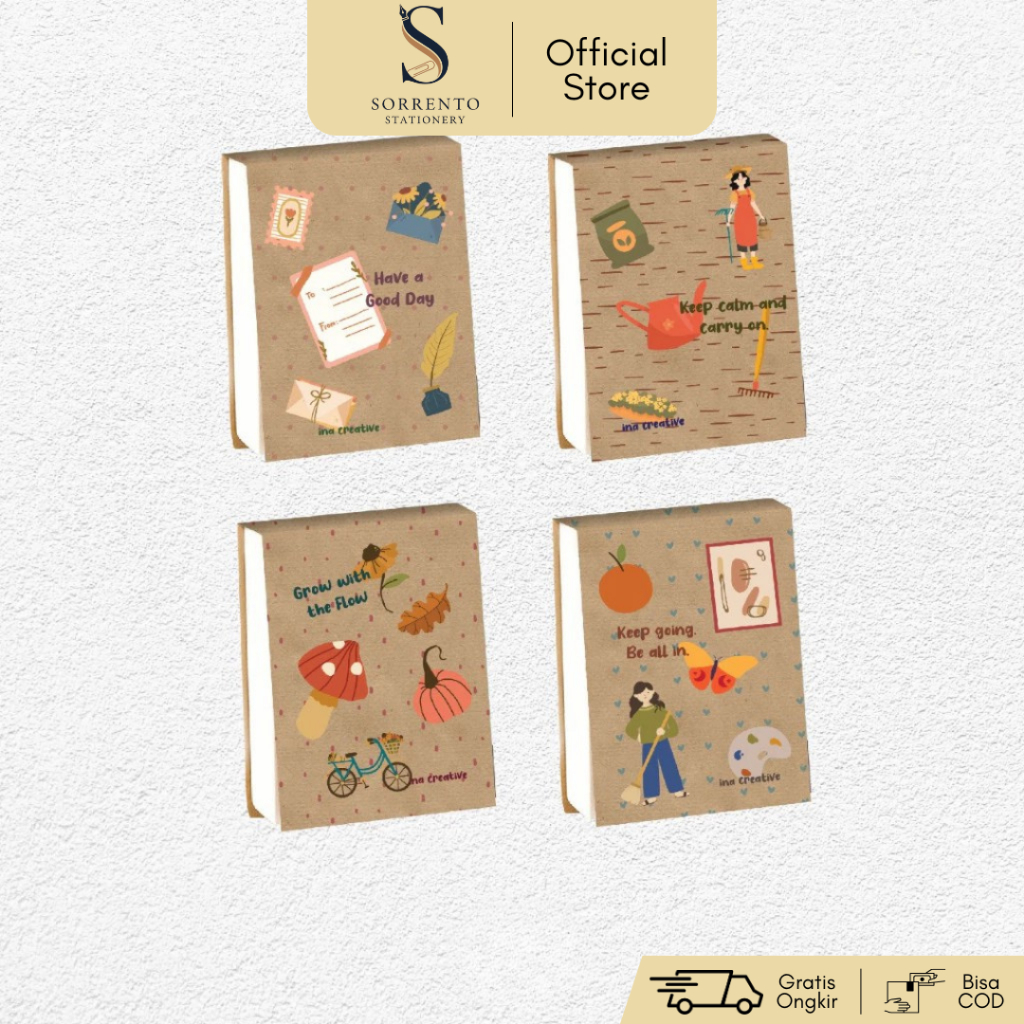 SORRENTO - Ina Creative Memo Laminating Hardcover| Notebook Buku Kecil Catatan| Mini Buku| Diary Boo
