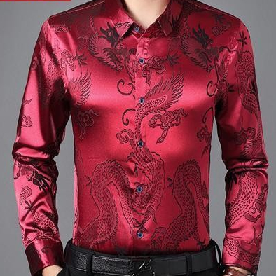 Sutra Lengan Pendek, Kemeja Lengan Panjang Motif Naga