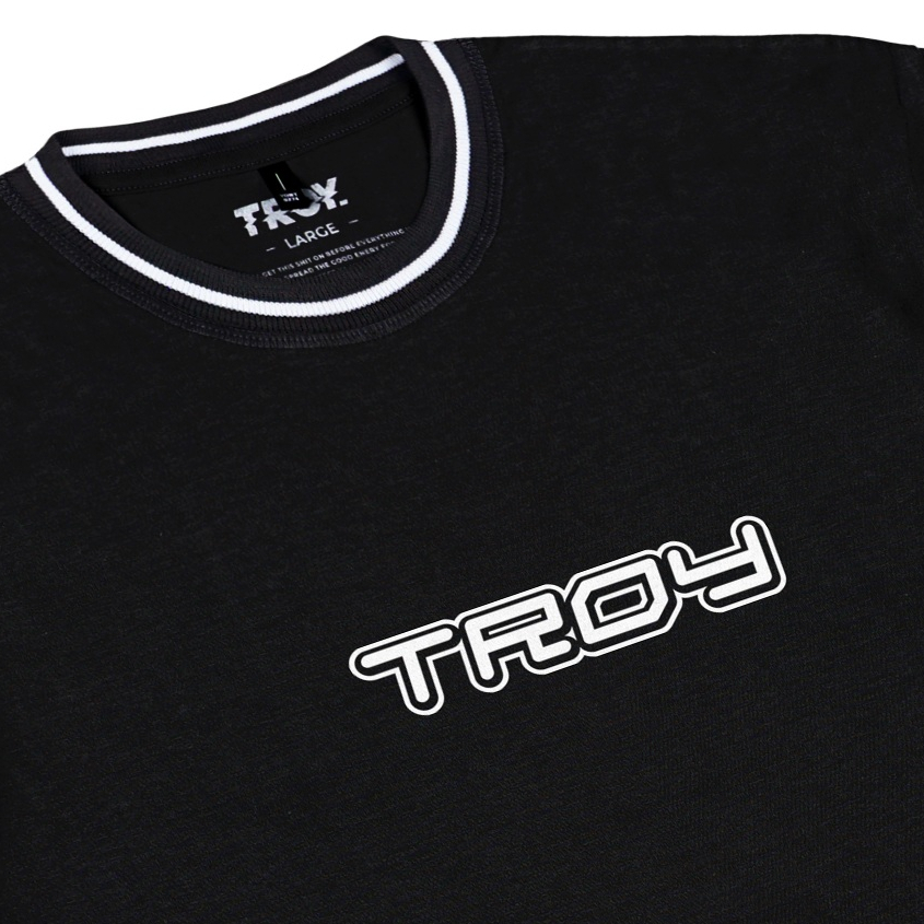 Troy Company Neck Stripe Tshirt Black Speedline - Kaos Lengan Pendek Kaos Hitam KST 3540-2B1W