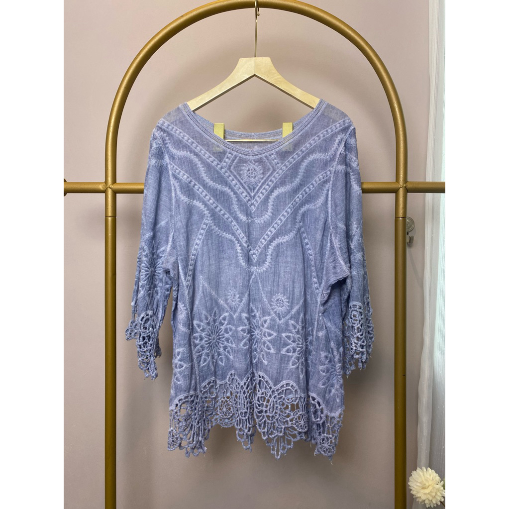 Preloved Blouse Lengan Panjang Vintage Korean Style Kekinian Bohemian Katbol Prada Ungu Lilac