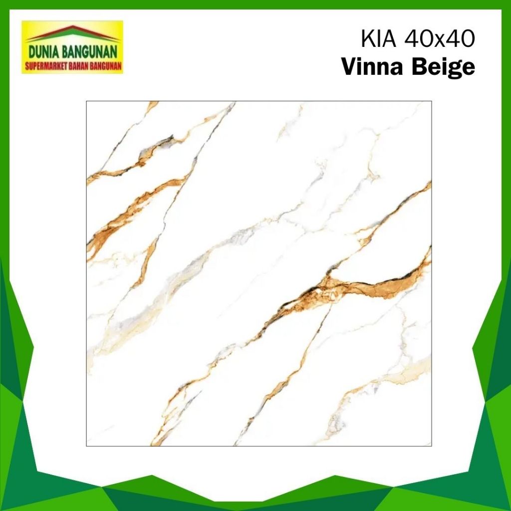 Keramik 40x40 Lantai KIA Vinna Beige Keramik Glossy Carara Emas Keramik Lantai Kamar Ruang Tamu