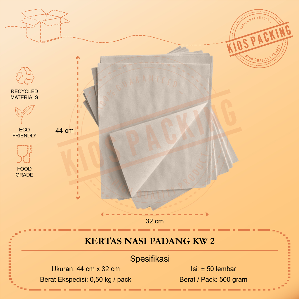 Kertas Nasi Padang / Kertas Alas Nasi Padang KW 2/ Kertas Nasi Pembungkus/ Kertas Nasi Padang Isi 50