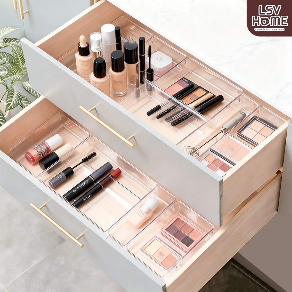 HOME - SET AKRILIK MAKEUP MULTIFUNGSI ORGANIZER FULL SET DESK ORGANIZER