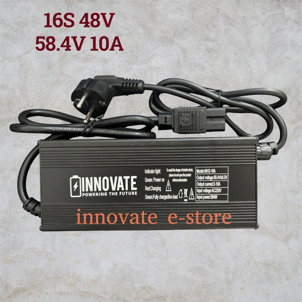 CHARGER ADAPTOR BATTERY LIFEPO4 16S 48V 2-10A MAX 58.4V ORIGINAL BARU MEREK INNOVATE