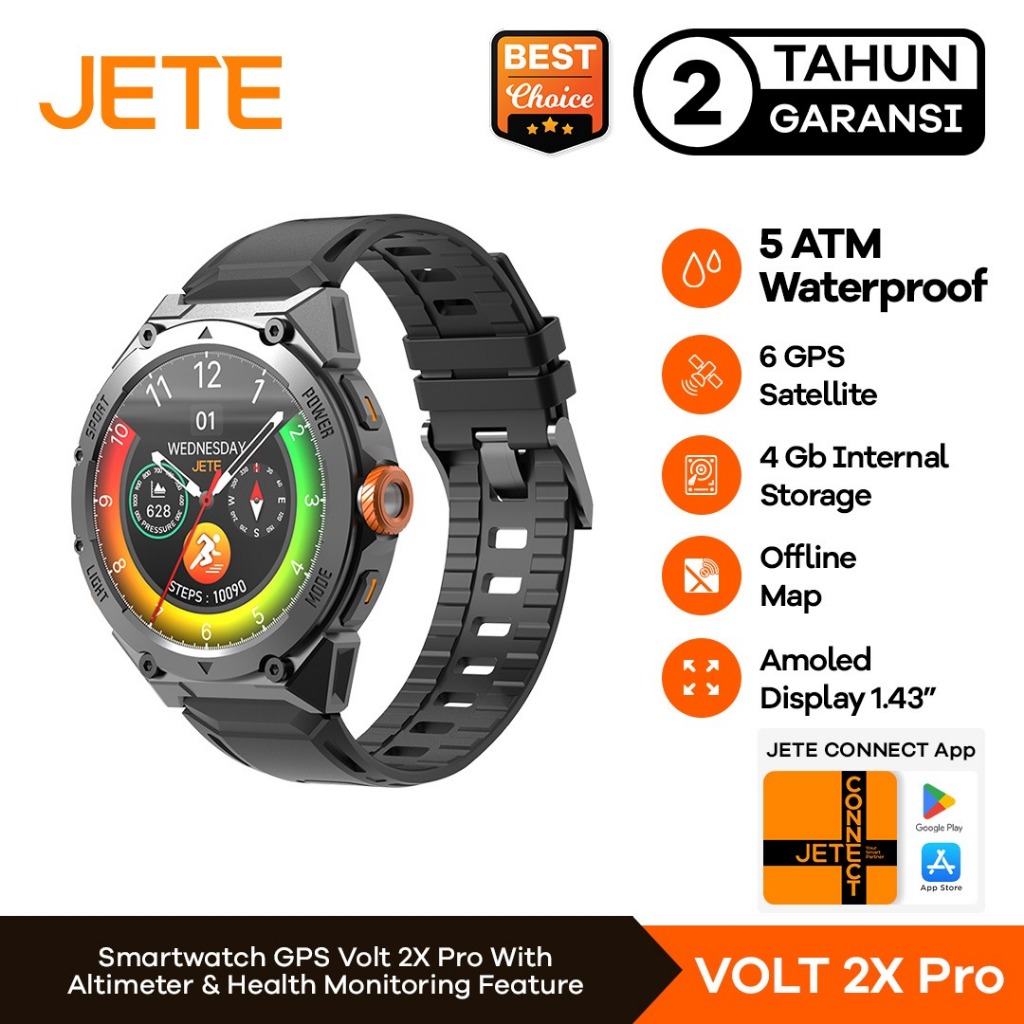 Smartwatch JETE VOLT 2X PRO 1.43 Inch AMOLED Screen Display Jam Tangan AI Running 5 ATM Waterproof W