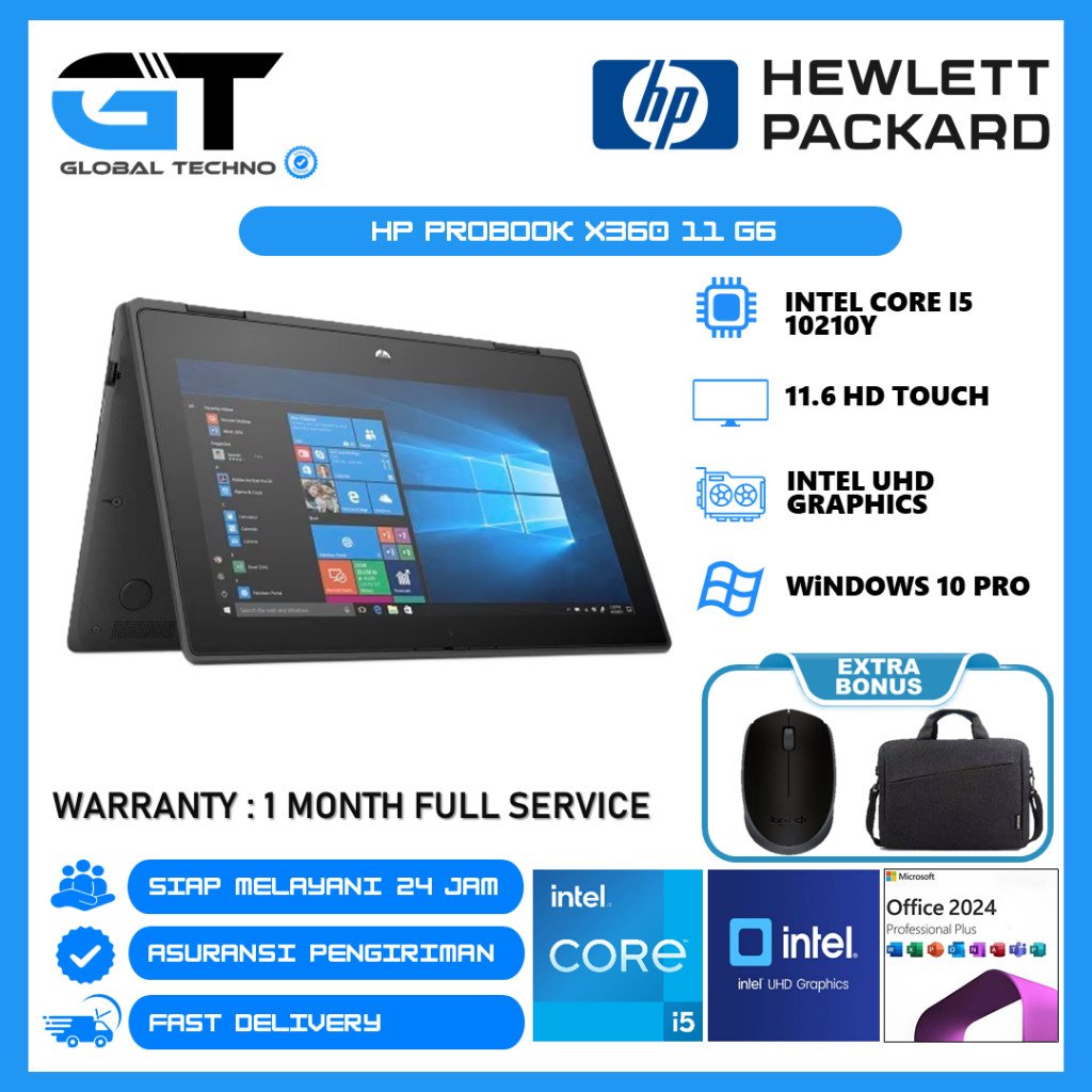 Laptop 2 In 1 HP Probook X360 11 G6 Intel Core I5 10210Y 8GB 1TB 11.6" Touch Screen Windows Pro