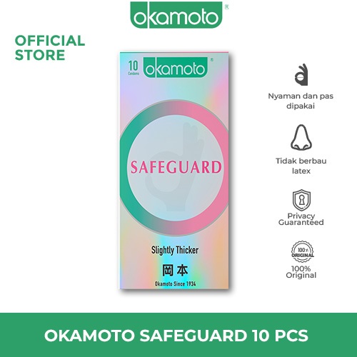 Okamoto Kondom Safeguard - 10 Pcs - Kondom Tebal Jepang - Perlindungan Maksimal Alat Kontrasepsi Pri