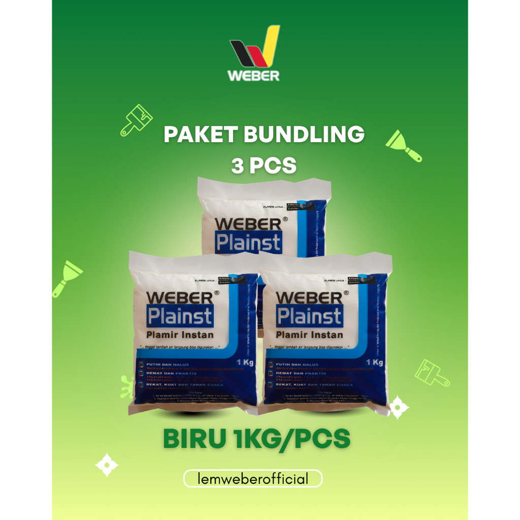 Plamir Tembok Weber 1 kg / Plamir Instan Weber / Dempul Tembok Instan Weber / Plamir Siap Pakai / Pl