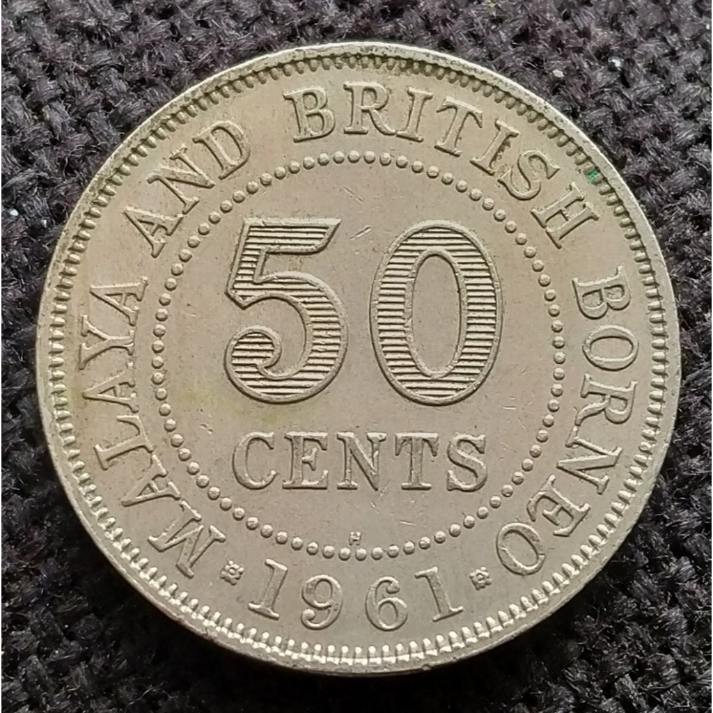 Koin Kuno Malaya and British Borneo 50 Cents 1961 langka