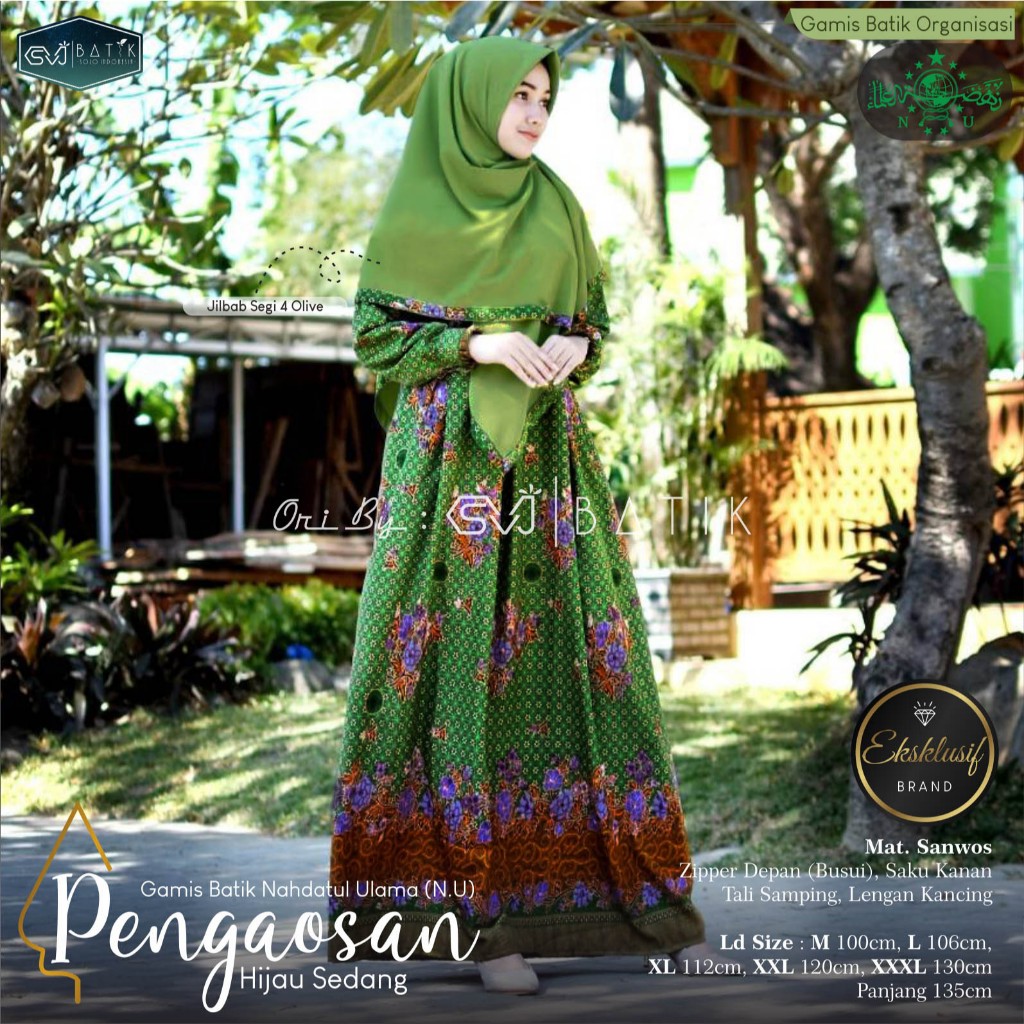 GAMIS MUSLIMAT NU TERBARU ORIGINAL JUMBO SEMI SUTRA SANWOS BAJU PENGAJIAN BATIK MUSLIMAH SET JILBAB 