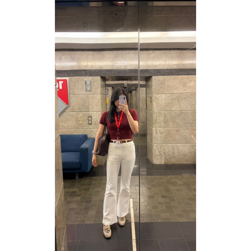 celana panjang jeans putih cutbray preloved