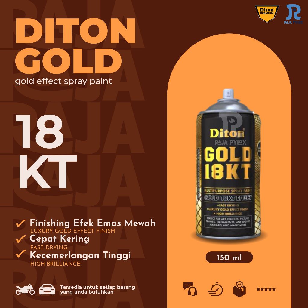 Pilox Diton Metallic Gold 18KT 24KT Emas Pilok Pylox
