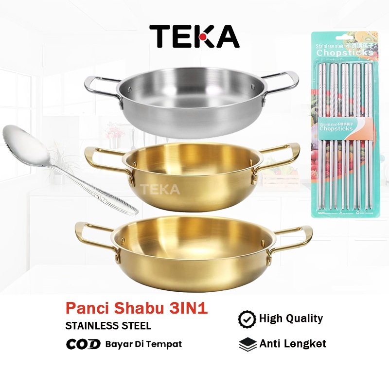 TEKA Set Peralatan Masak Mie 3-in-1 Ala Korea Dari Baja Tahan Karat Terbuat Dari Baja Tahan karat Te
