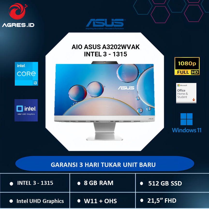 AIO ASUS A3202WVAK I3 1315 8GB 512SSD W11 + OHS