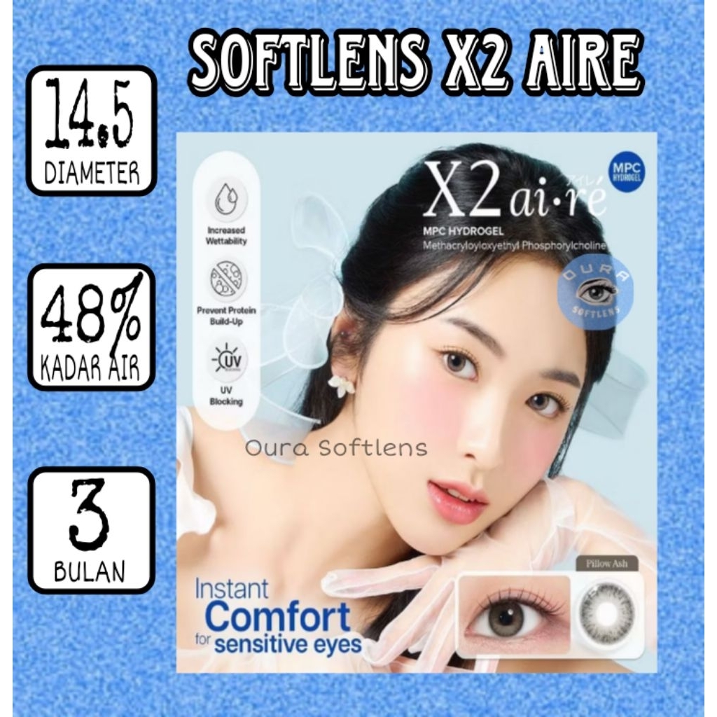 [INSTAN/COD] NEW Softlens X2 AIRE [BISA SAMPAI MINUS -10.00]soflens ai-re/soflens Aire/X2 AIRE