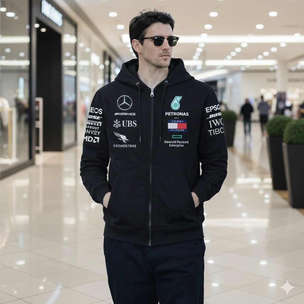Mercedes-AMG Petronas F1 Team Hoodie – Official Black Motorsport Edition  Jaket Hoodie Mercedes Petr