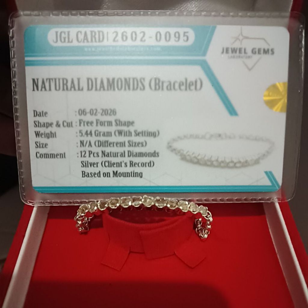 gelang perak wanita bermata intan belahan banjar (berlian belahan banjar)