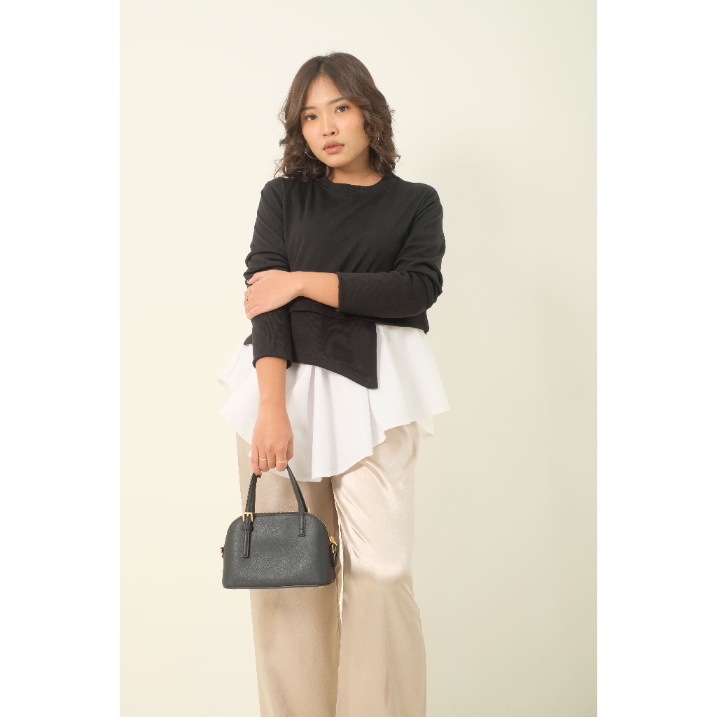 [ONE SET SETELAN] Lexa - Ruby Layered Top + Diora Pants Champagne Paket Hemat Kemeja Wanita Premium 